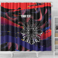Philippines Sun Tattoo Shower Curtain Feathers Filipinas Grunge Style Black LT14 - Polynesian Pride