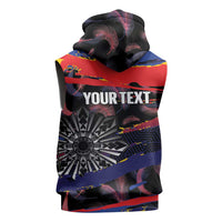 Philippines Sun Tattoo Sleeveless Zip Hoodie Feathers Filipinas Grunge Style Black LT14 - Polynesian Pride
