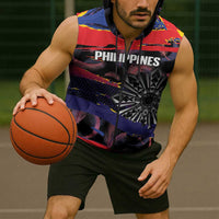 Philippines Sun Tattoo Sleeveless Zip Hoodie Feathers Filipinas Grunge Style Black LT14 - Polynesian Pride