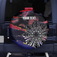 Philippines Sun Tattoo Spare Tire Cover Feathers Filipinas Grunge Style Black LT14 No hole Black - Polynesian Pride