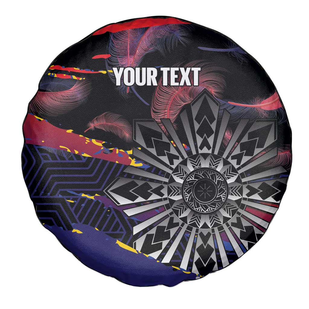Philippines Sun Tattoo Spare Tire Cover Feathers Filipinas Grunge Style Black LT14 - Polynesian Pride