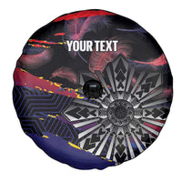 Philippines Sun Tattoo Spare Tire Cover Feathers Filipinas Grunge Style Black LT14 - Polynesian Pride