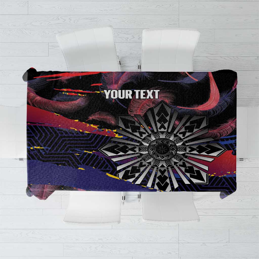 Philippines Sun Tattoo Tablecloth Feathers Filipinas Grunge Style Black LT14 Black - Polynesian Pride