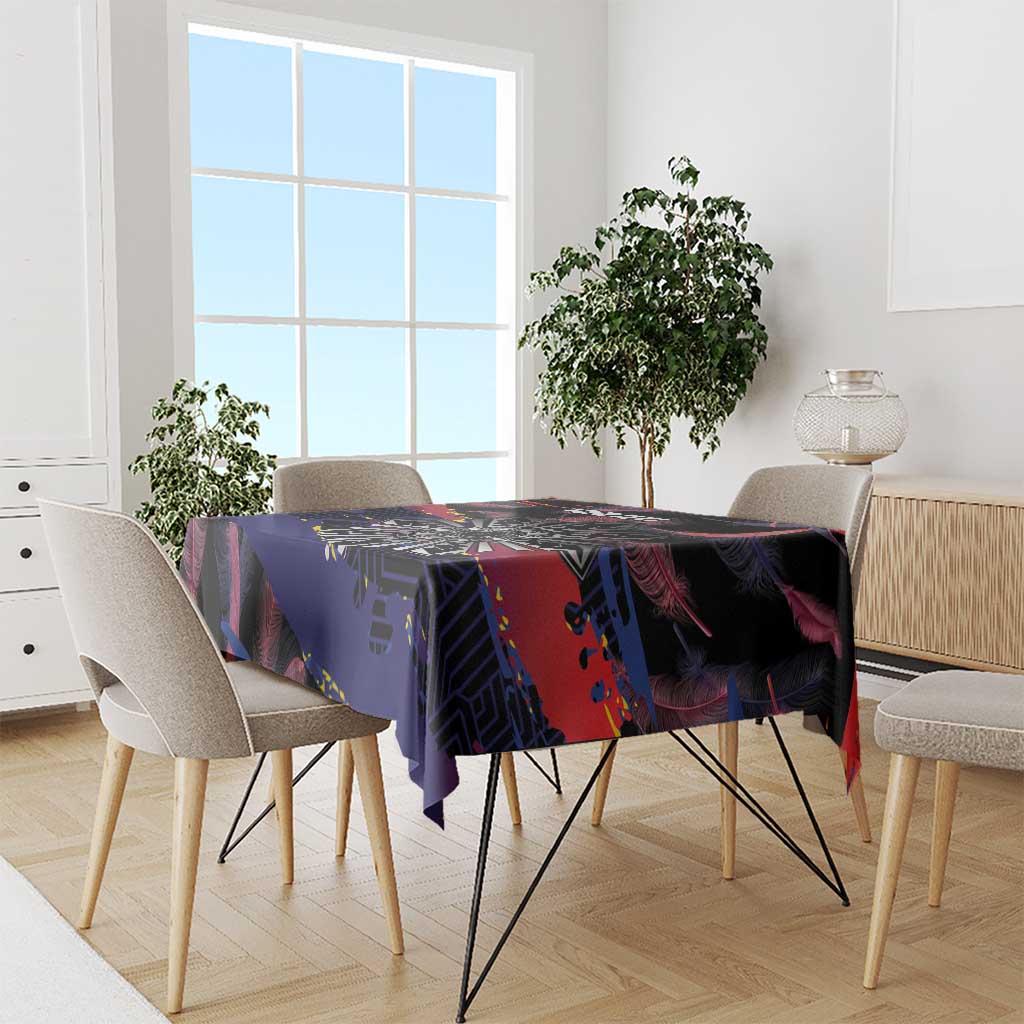 Philippines Sun Tattoo Tablecloth Feathers Filipinas Grunge Style Black LT14 - Polynesian Pride