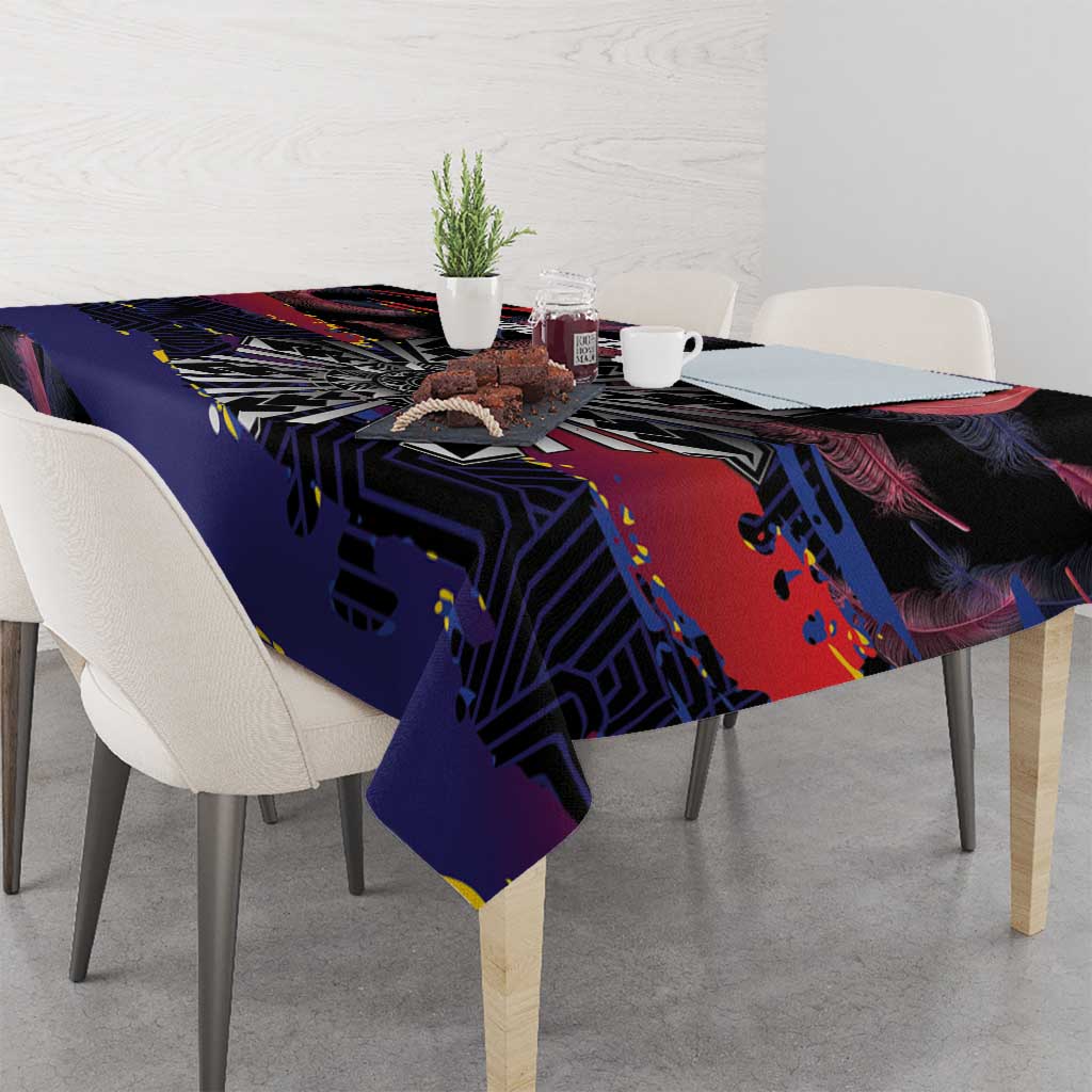 Philippines Sun Tattoo Tablecloth Feathers Filipinas Grunge Style Black LT14 - Polynesian Pride