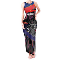 Philippines Sun Tattoo Tank Maxi Dress Feathers Filipinas Grunge Style Black