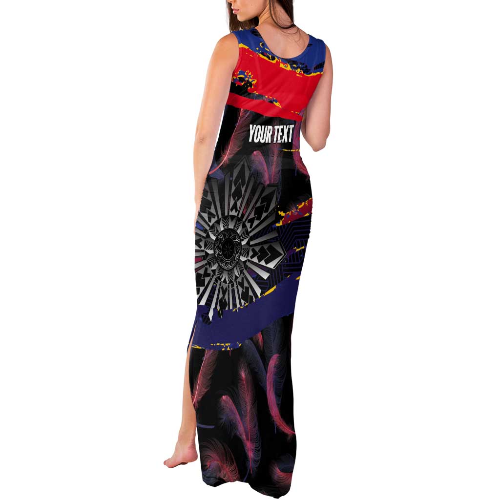 Philippines Sun Tattoo Tank Maxi Dress Feathers Filipinas Grunge Style Black