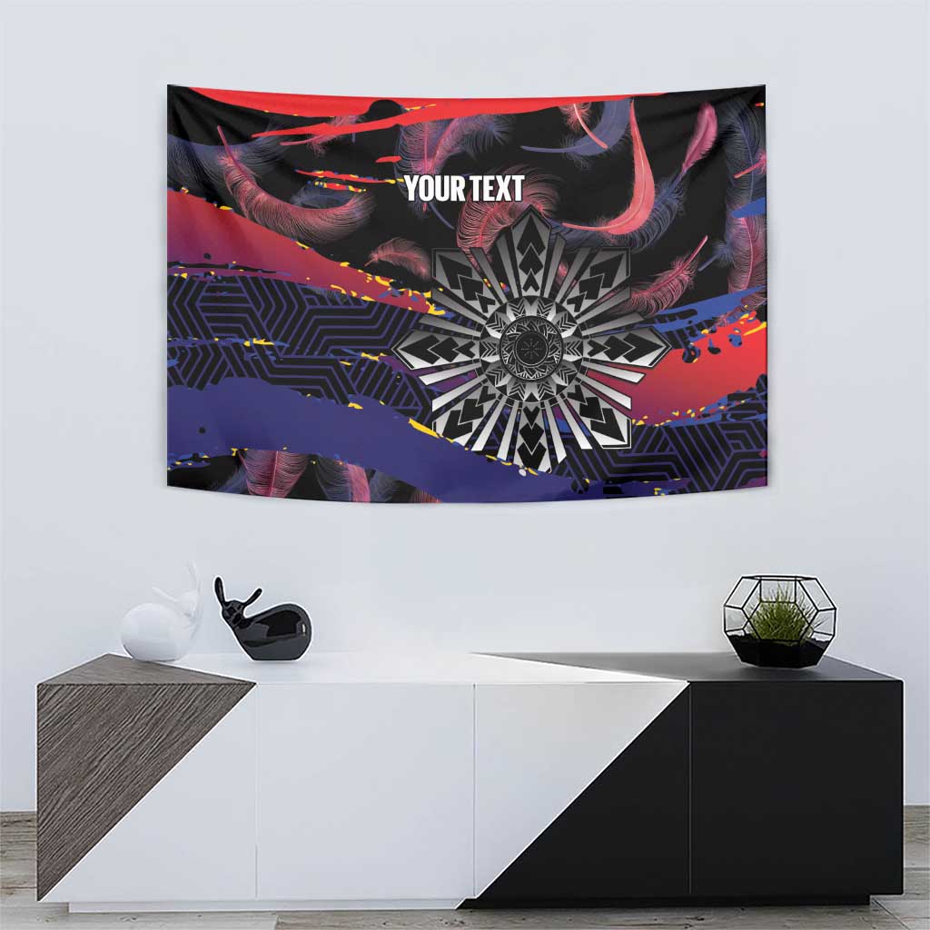 Philippines Sun Tattoo Tapestry Feathers Filipinas Grunge Style Black LT14 - Polynesian Pride
