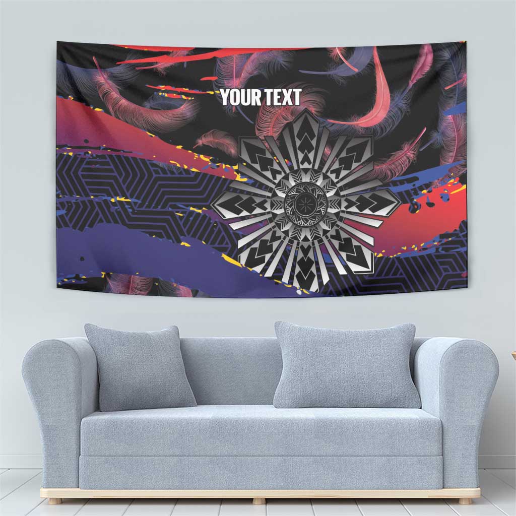 Philippines Sun Tattoo Tapestry Feathers Filipinas Grunge Style Black LT14 - Polynesian Pride