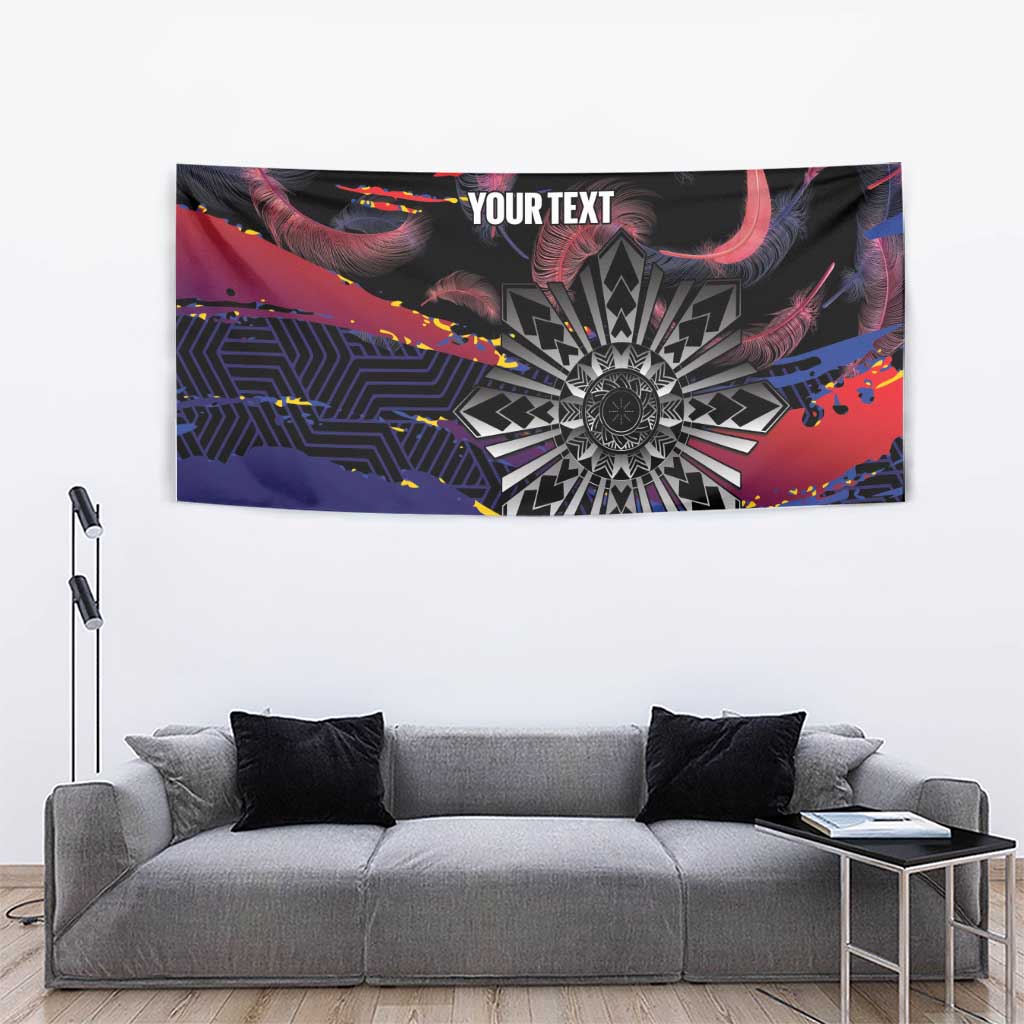 Philippines Sun Tattoo Tapestry Feathers Filipinas Grunge Style Black LT14 - Polynesian Pride