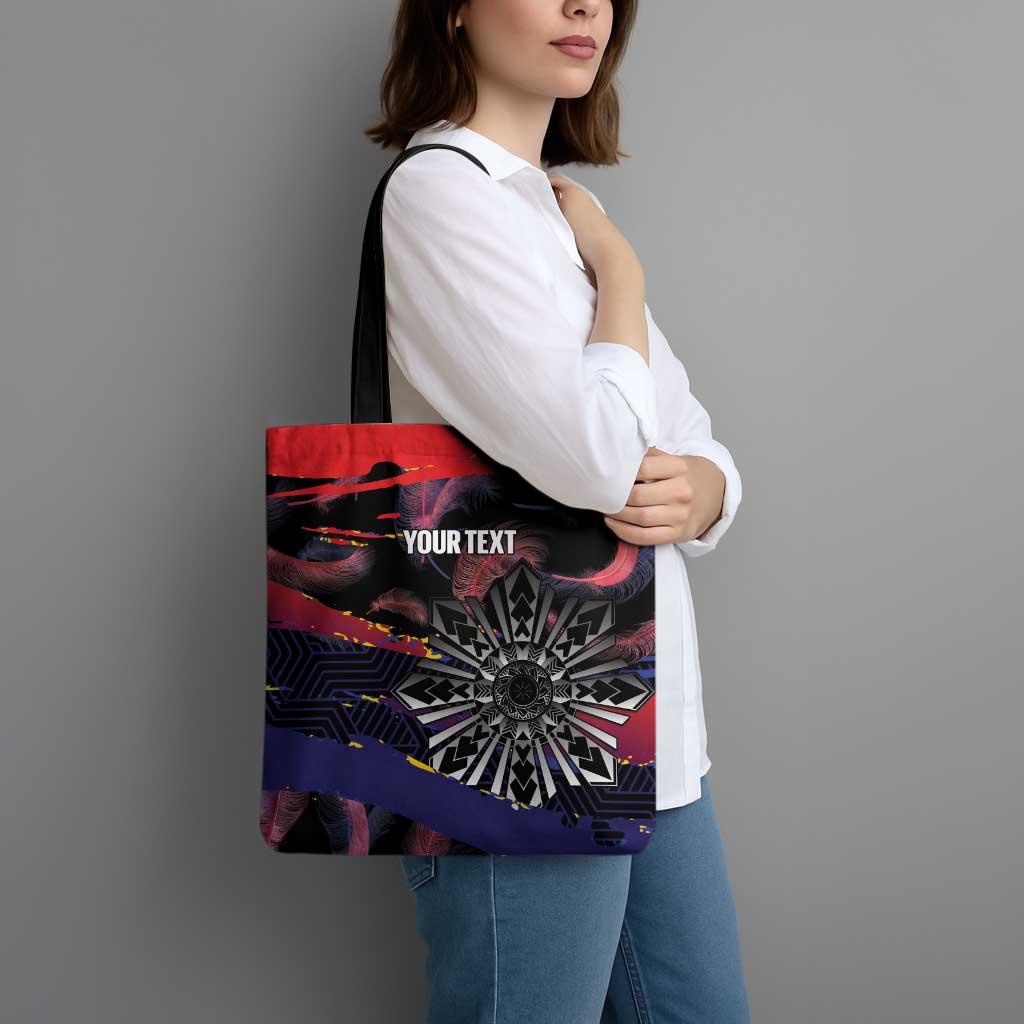 Philippines Sun Tattoo Tote Bag Feathers Filipinas Grunge Style Black LT14 - Polynesian Pride