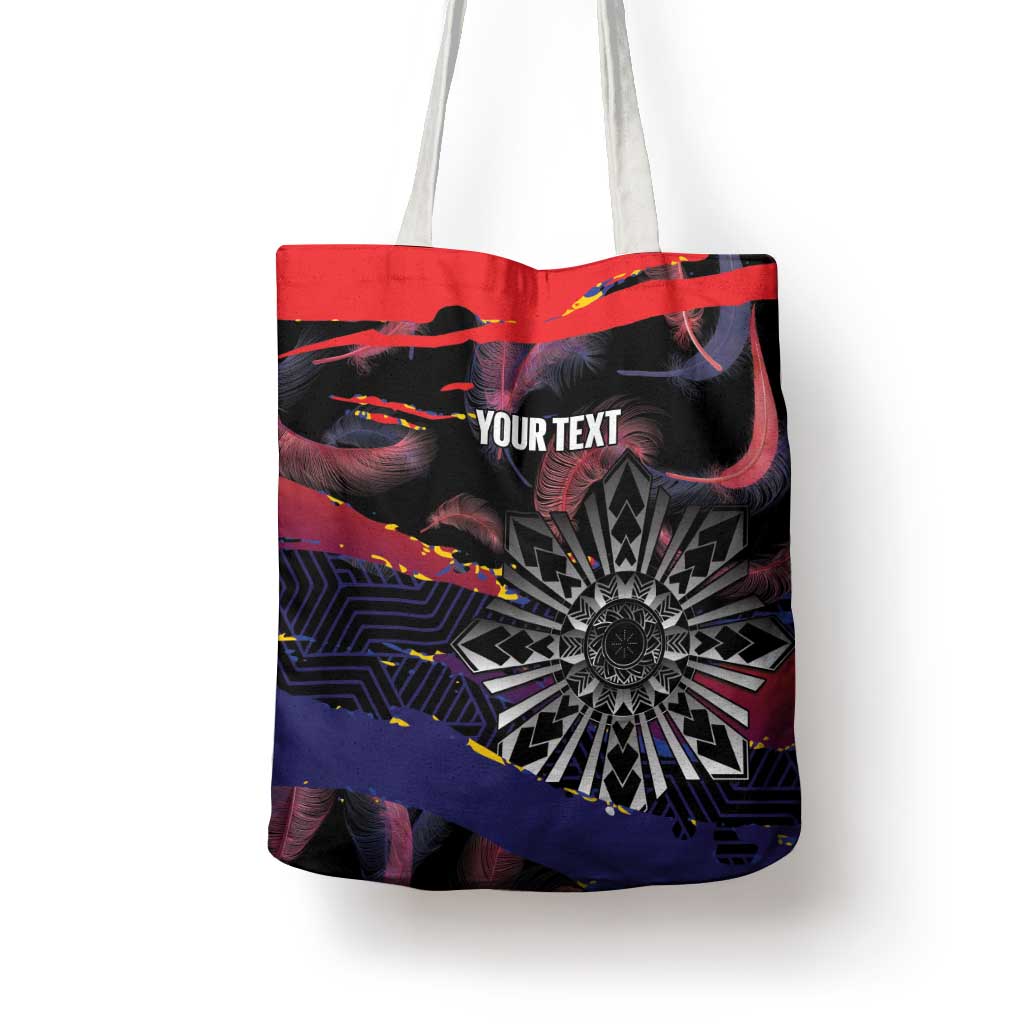 Philippines Sun Tattoo Tote Bag Feathers Filipinas Grunge Style Black LT14 - Polynesian Pride