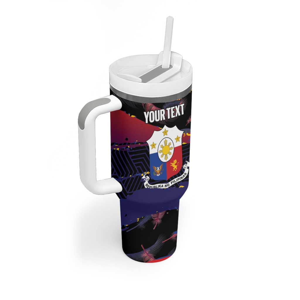 Philippines Sun Tattoo Tumbler With Handle Feathers Filipinas Grunge Style Black LT14 - Polynesian Pride