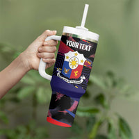 Philippines Sun Tattoo Tumbler With Handle Feathers Filipinas Grunge Style Black LT14 - Polynesian Pride