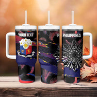 Philippines Sun Tattoo Tumbler With Handle Feathers Filipinas Grunge Style Black LT14 - Polynesian Pride