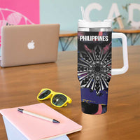 Philippines Sun Tattoo Tumbler With Handle Feathers Filipinas Grunge Style Black LT14 - Polynesian Pride