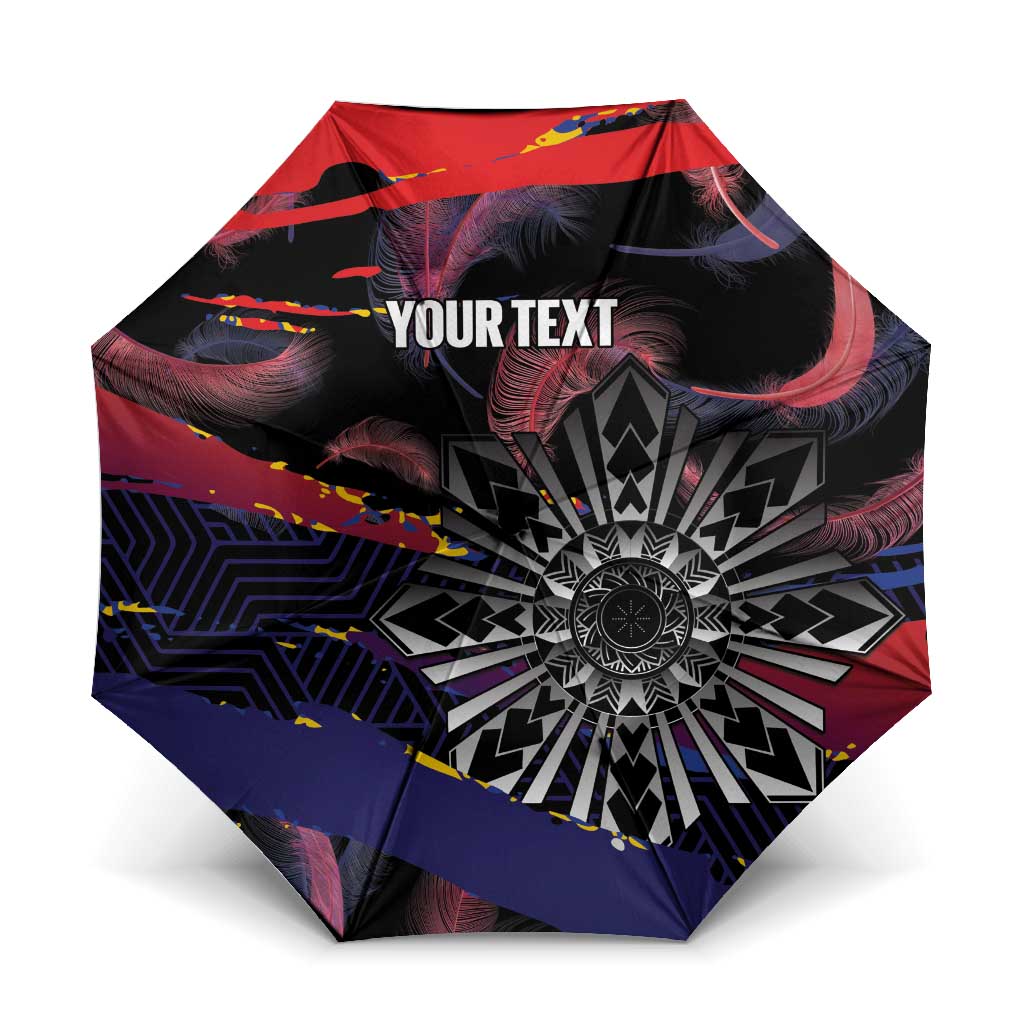 Philippines Sun Tattoo Umbrella Feathers Filipinas Grunge Style Black