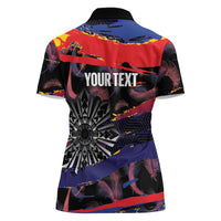 Philippines Sun Tattoo Women Polo Shirt Feathers Filipinas Grunge Style Black LT14 - Polynesian Pride