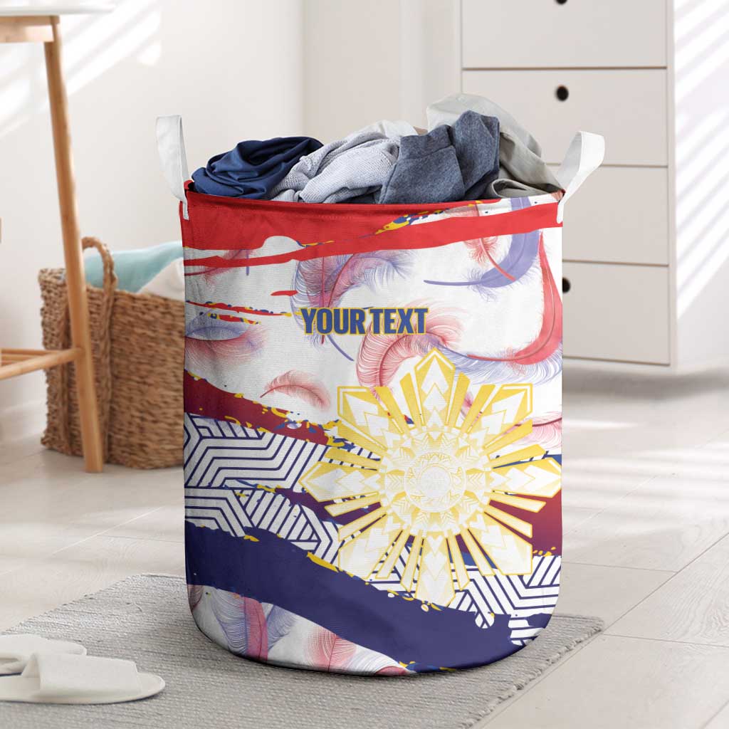 Philippines Sun Tattoo Laundry Basket Feathers Filipinas Grunge Style White LT14 White - Polynesian Pride