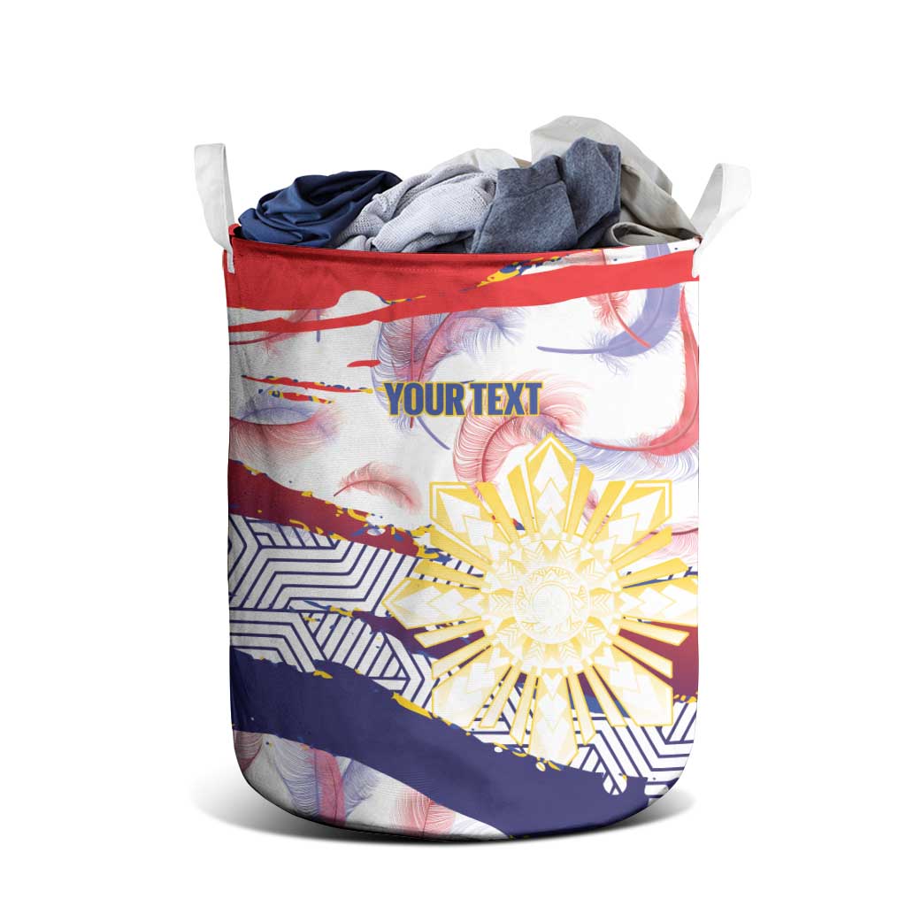 Philippines Sun Tattoo Laundry Basket Feathers Filipinas Grunge Style White LT14 - Polynesian Pride