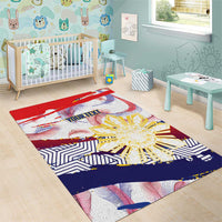 Philippines Sun Tattoo Area Rug Feathers Filipinas Grunge Style White LT14 - Polynesian Pride