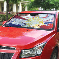 Philippines Sun Tattoo Auto Sun Shade Feathers Filipinas Grunge Style White LT14 - Polynesian Pride
