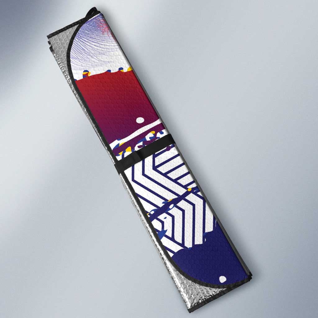 Philippines Sun Tattoo Auto Sun Shade Feathers Filipinas Grunge Style White LT14 - Polynesian Pride