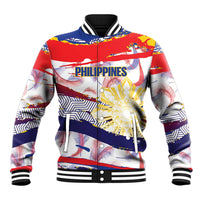 Philippines Sun Tattoo Baseball Jacket Feathers Filipinas Grunge Style White