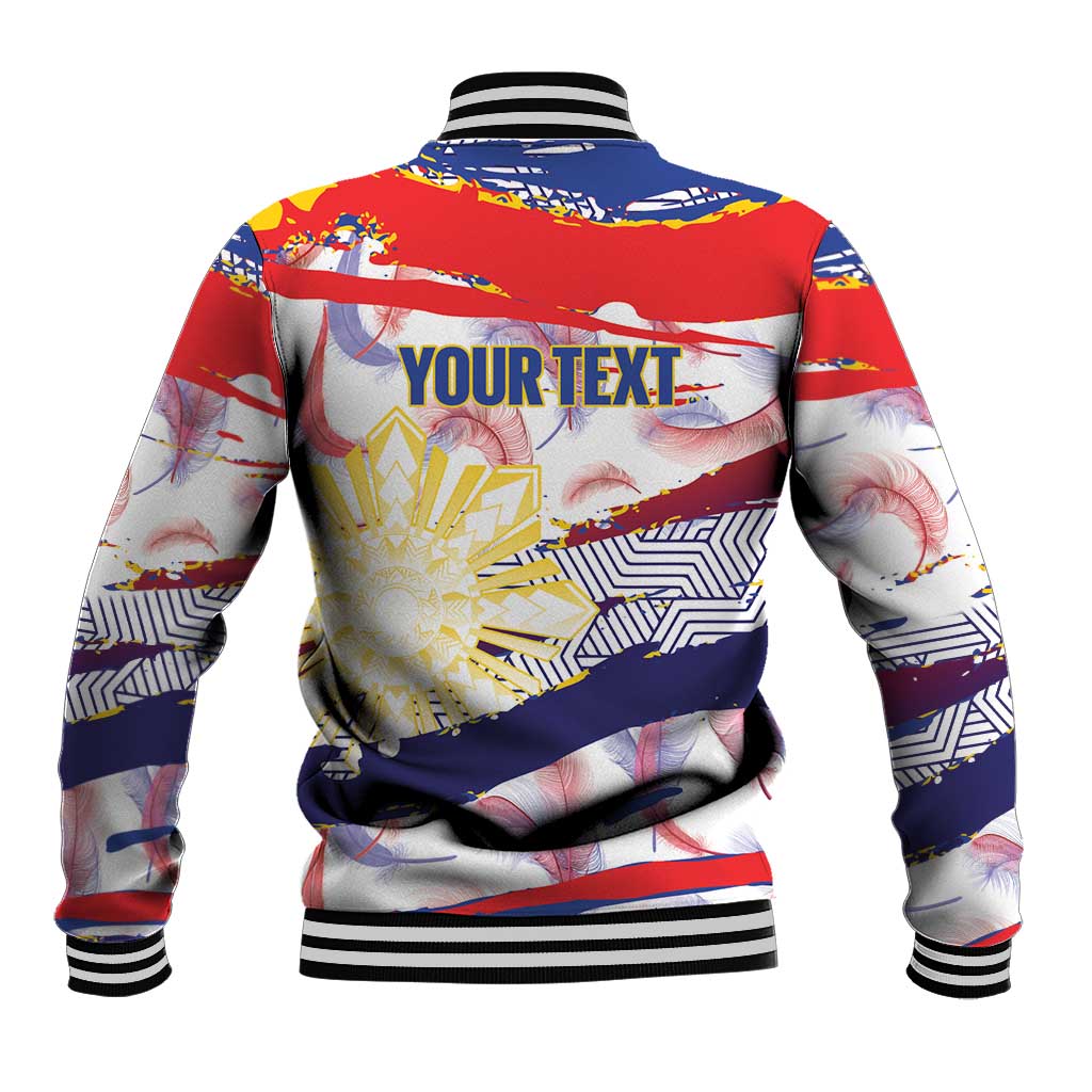 Philippines Sun Tattoo Baseball Jacket Feathers Filipinas Grunge Style White