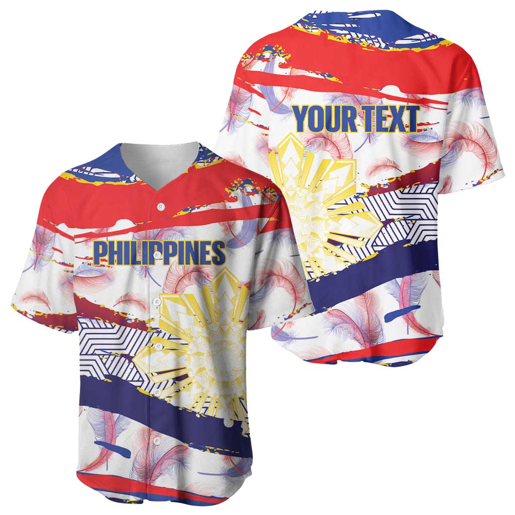 Philippines Sun Tattoo Baseball Jersey Feathers Filipinas Grunge Style White LT14 - Polynesian Pride