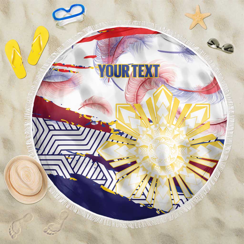 Philippines Sun Tattoo Beach Blanket Feathers Filipinas Grunge Style White