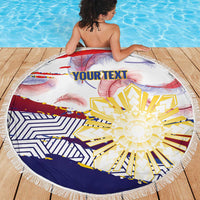 Philippines Sun Tattoo Beach Blanket Feathers Filipinas Grunge Style White