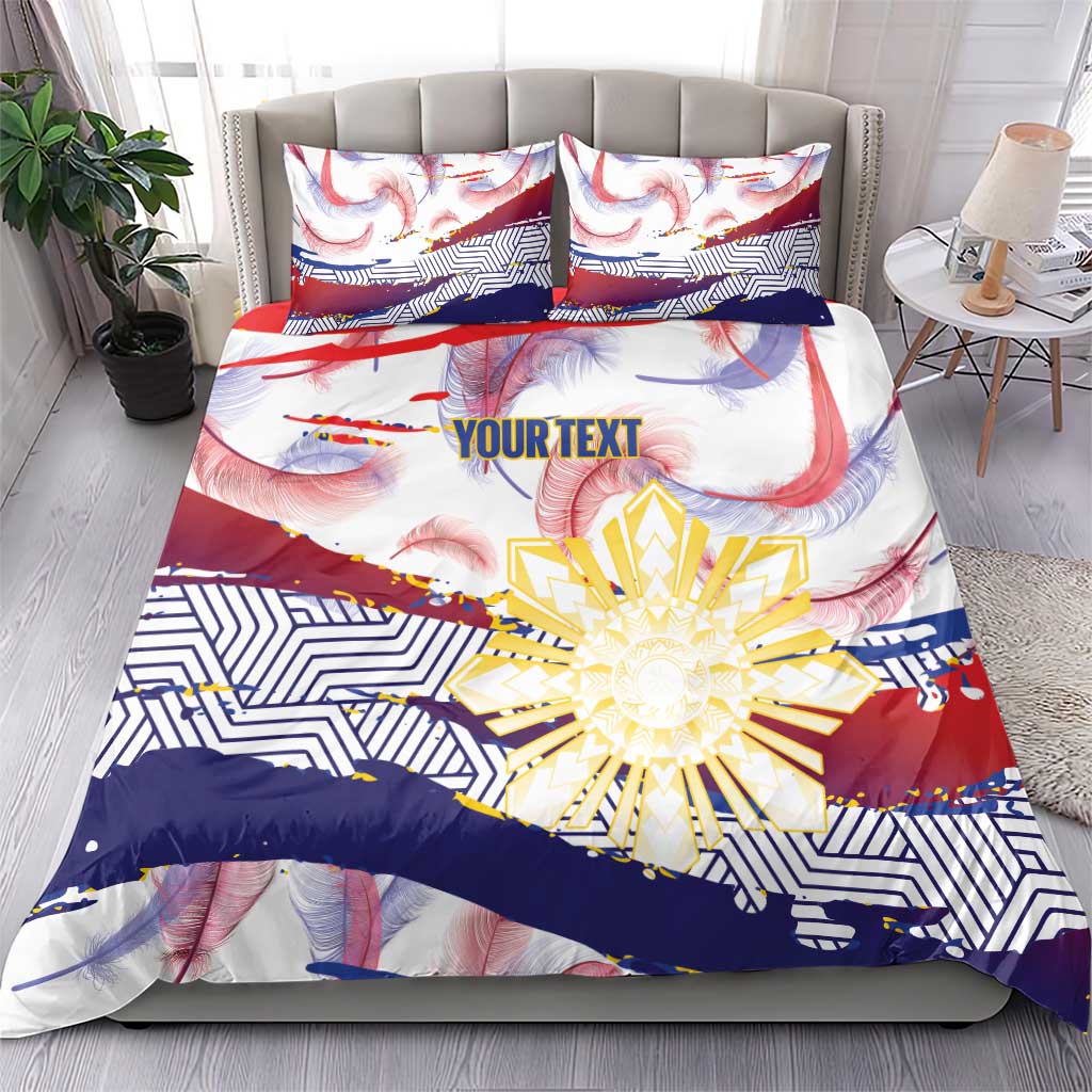 Philippines Sun Tattoo Bedding Set Feathers Filipinas Grunge Style White LT14 - Polynesian Pride