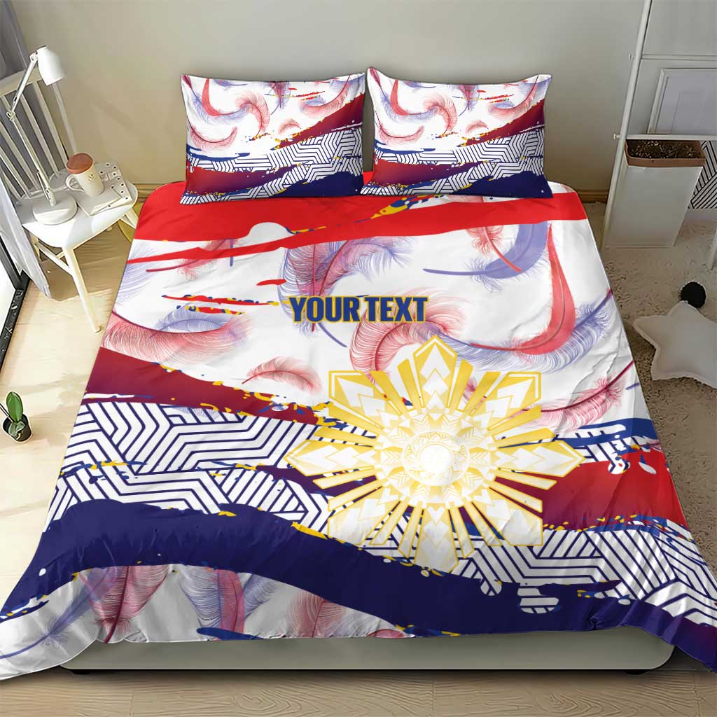 Philippines Sun Tattoo Bedding Set Feathers Filipinas Grunge Style White LT14 - Polynesian Pride