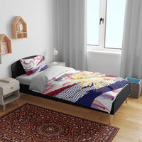 Philippines Sun Tattoo Bedding Set Feathers Filipinas Grunge Style White LT14 - Polynesian Pride