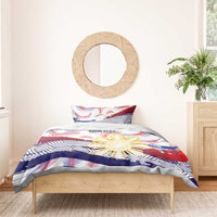 Philippines Sun Tattoo Bedding Set Feathers Filipinas Grunge Style White LT14 - Polynesian Pride