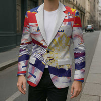 Philippines Sun Tattoo Blazer Feathers Filipinas Grunge Style White LT14 - Polynesian Pride