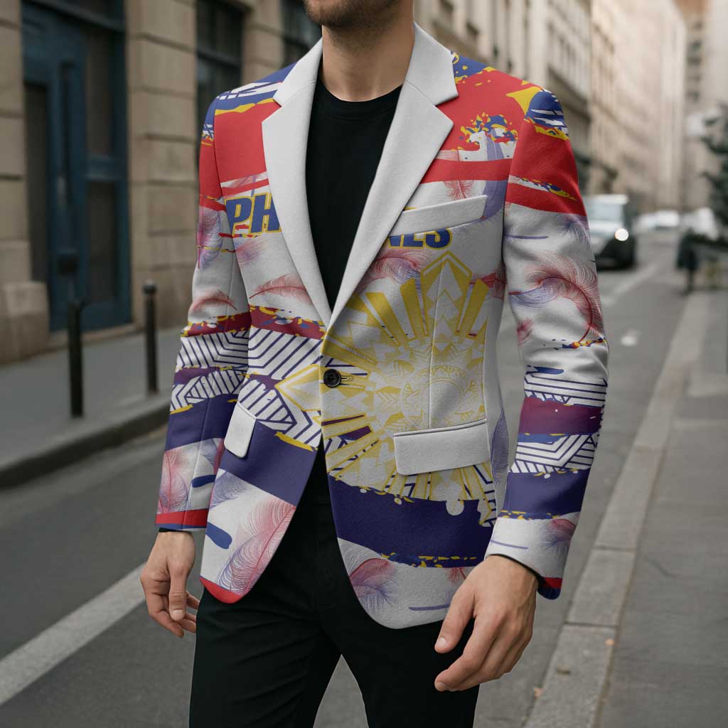 Philippines Sun Tattoo Blazer Feathers Filipinas Grunge Style White LT14 - Polynesian Pride