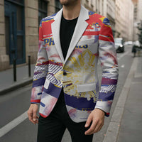 Philippines Sun Tattoo Blazer Feathers Filipinas Grunge Style White LT14 - Polynesian Pride