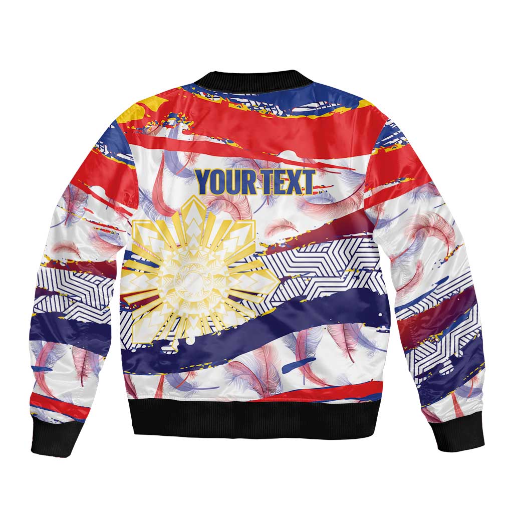 Philippines Sun Tattoo Bomber Jacket Feathers Filipinas Grunge Style White LT14 - Polynesian Pride