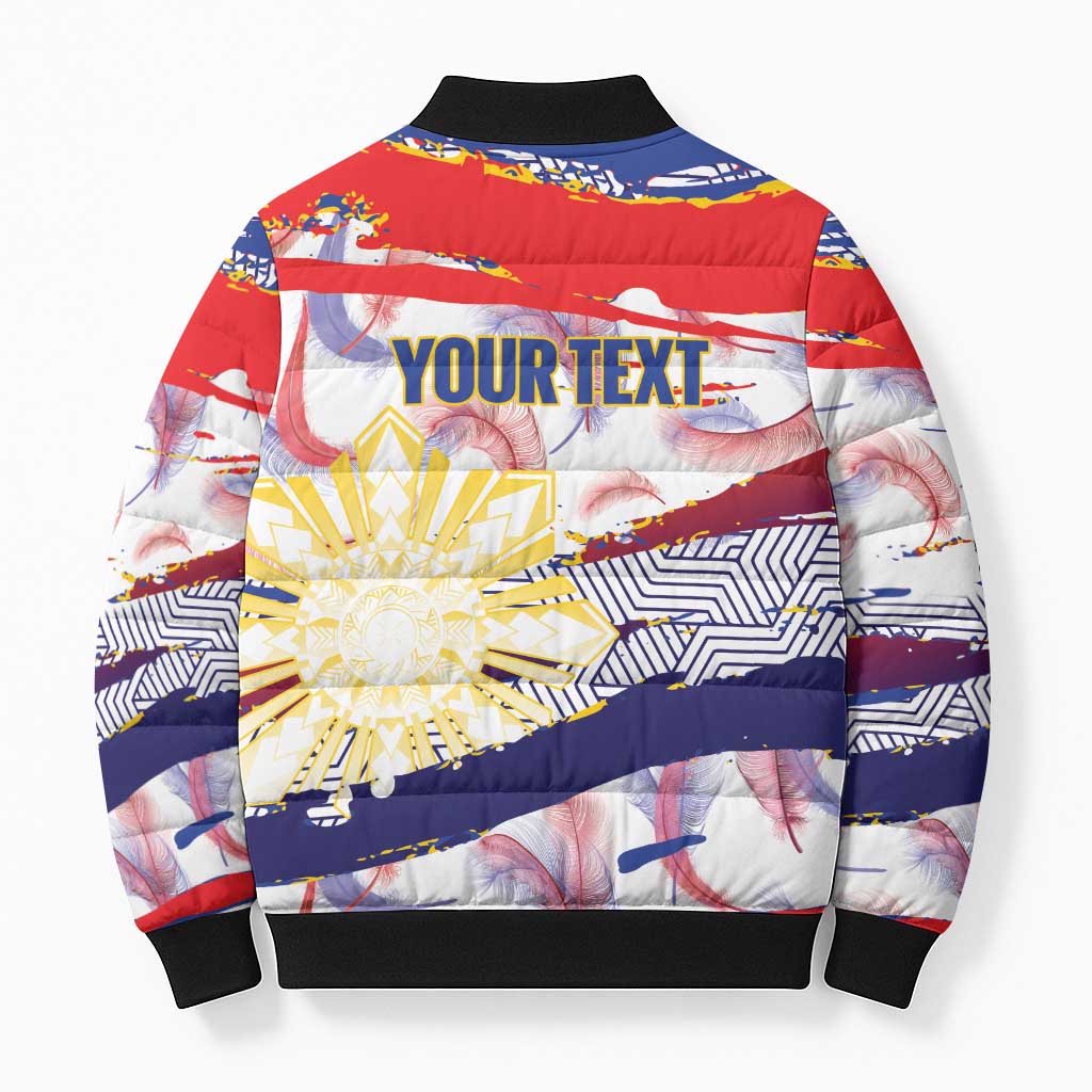 Philippines Sun Tattoo Bomber Puffer Jacket Feathers Filipinas Grunge Style White
