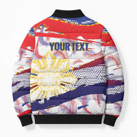 Philippines Sun Tattoo Bomber Puffer Jacket Feathers Filipinas Grunge Style White