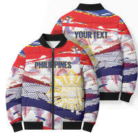Philippines Sun Tattoo Bomber Puffer Jacket Feathers Filipinas Grunge Style White