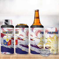 Philippines Sun Tattoo 4 in 1 Can Cooler Tumbler Feathers Filipinas Grunge Style White LT14 - Polynesian Pride