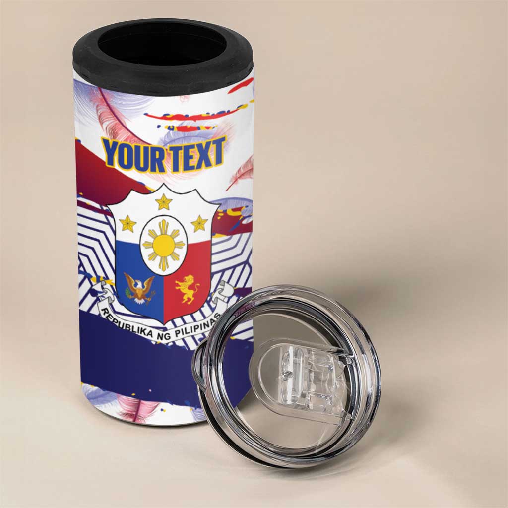 Philippines Sun Tattoo 4 in 1 Can Cooler Tumbler Feathers Filipinas Grunge Style White LT14 - Polynesian Pride