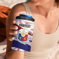 Philippines Sun Tattoo 4 in 1 Can Cooler Tumbler Feathers Filipinas Grunge Style White LT14 - Polynesian Pride