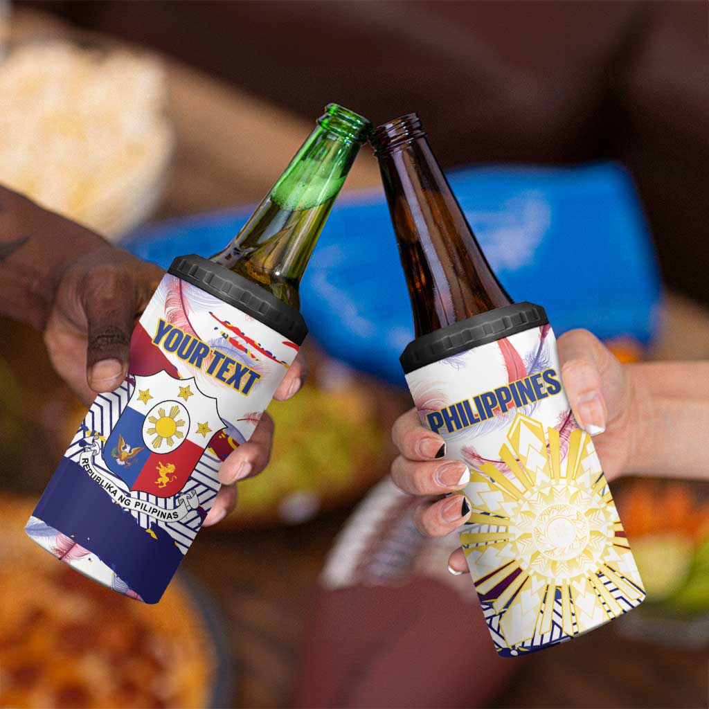 Philippines Sun Tattoo 4 in 1 Can Cooler Tumbler Feathers Filipinas Grunge Style White LT14 - Polynesian Pride