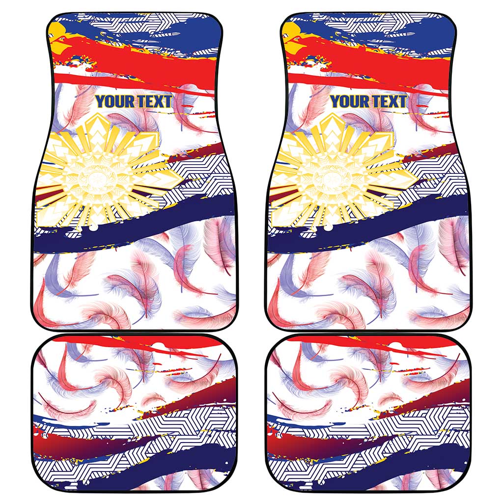 Philippines Sun Tattoo Car Mats Feathers Filipinas Grunge Style White LT14 - Polynesian Pride