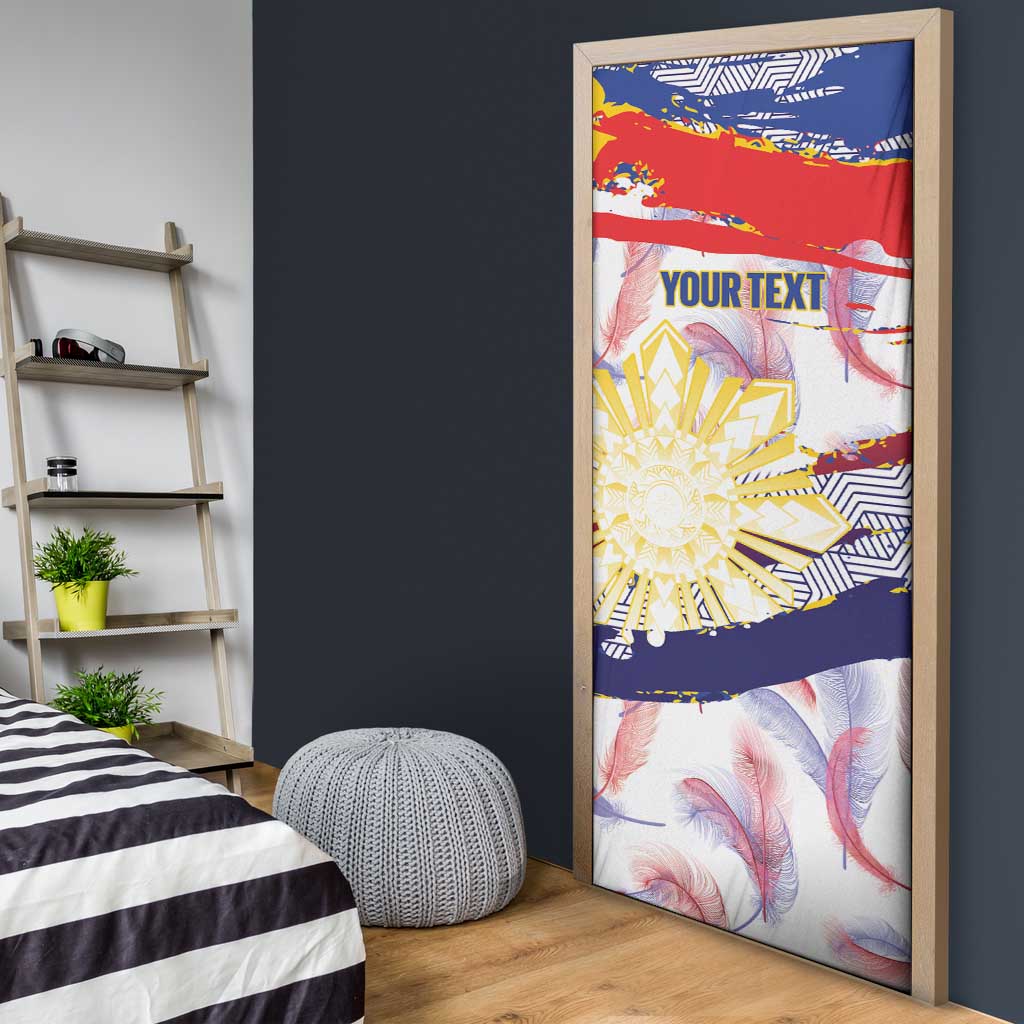 Philippines Sun Tattoo Door Cover Feathers Filipinas Grunge Style White LT14 - Polynesian Pride