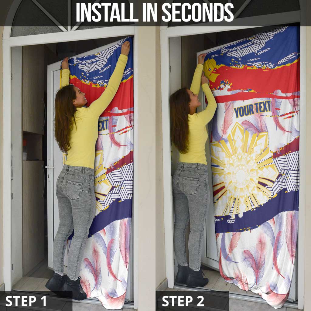 Philippines Sun Tattoo Door Cover Feathers Filipinas Grunge Style White LT14 - Polynesian Pride